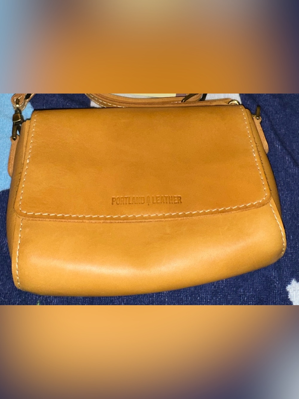 EUC Portland Leather Goods Sunflower Mini Metro Crossbody Bag